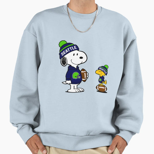Seattle Seahawks Snoopy And Woodstock Sweatshirt - Unique Graphic Unisex - T-Shirt, Sweatshirt, Hoodie