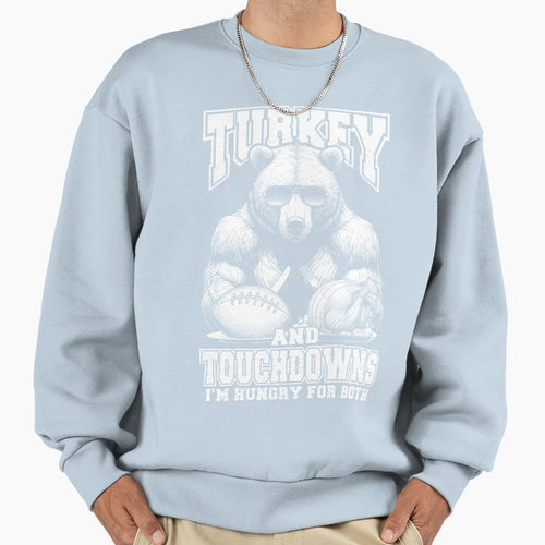 Turkey Touchdowns Funny Sweatshirt - Aesthetic Graphic for Adults - T-Shirt, Sweatshirt, Hoodie