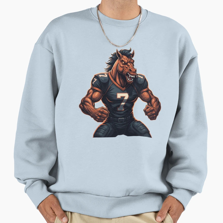 Aggressive Dark Stallion Football Sweatshirt - Streetwear Style Men Women - T-Shirt, Sweatshirt, Hoodie