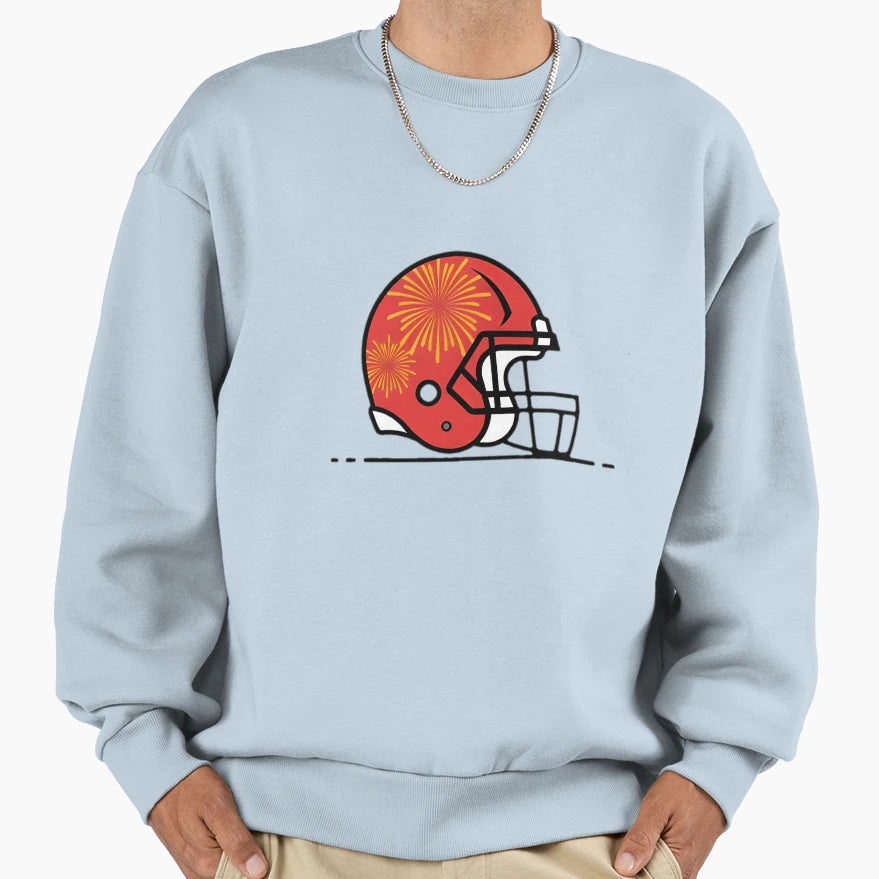 Fireworks Football Helmet Sweatshirt - Novelty Apparel for Adults - T-Shirt, Sweatshirt, Hoodie