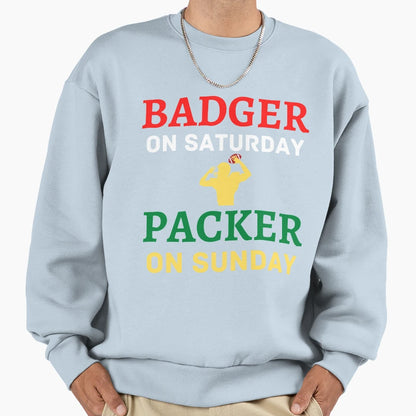 Badger Saturday Packer Sunday Sweatshirt - Novelty Apparel for Adults - T-Shirt, Sweatshirt, Hoodie