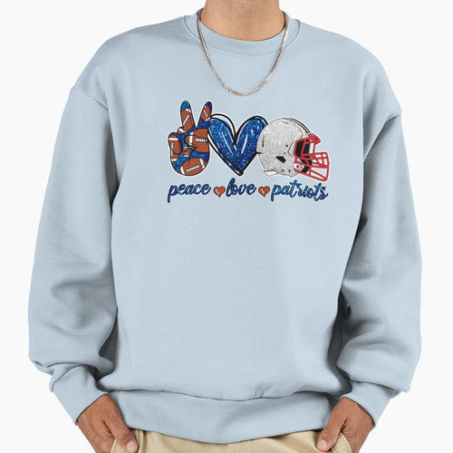Peace Love Patriots Football Team Sweatshirt - Novelty Apparel Unisex - T-Shirt, Sweatshirt, Hoodie