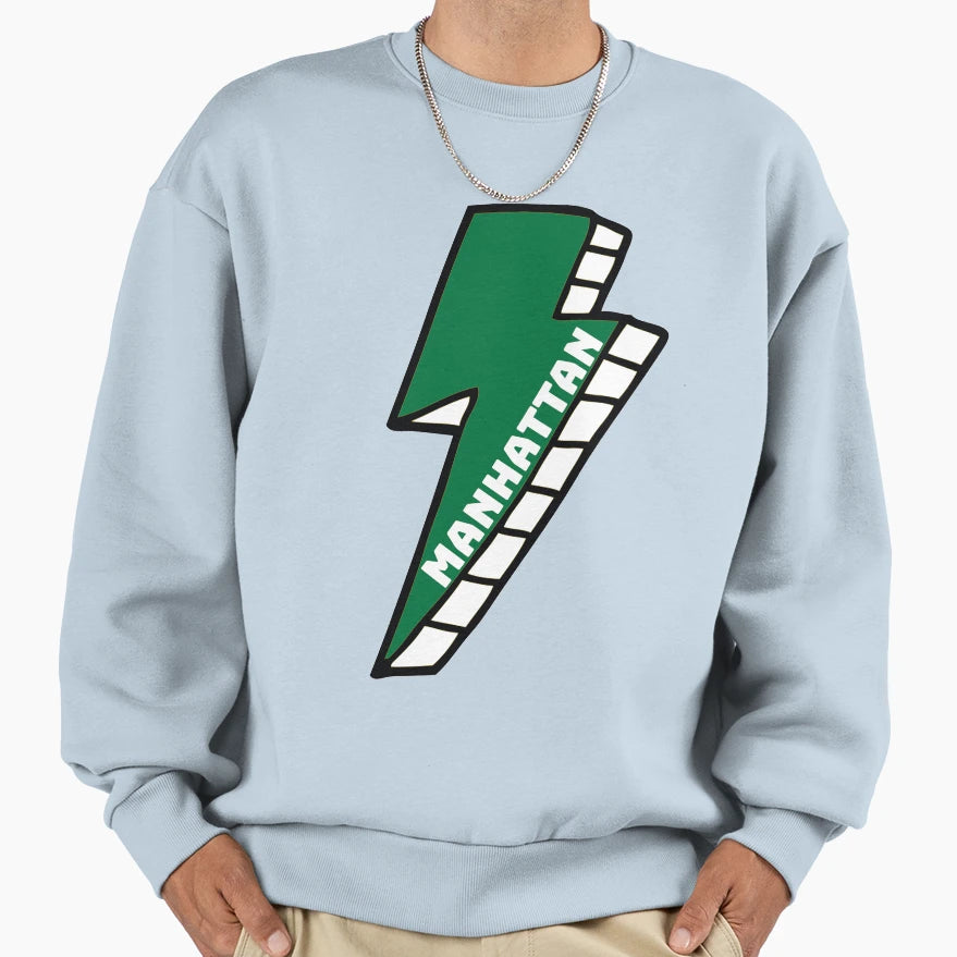 Manhattan College Lightning Bolt Sweatshirt - Novelty Apparel Unisex - T-Shirt, Sweatshirt, Hoodie