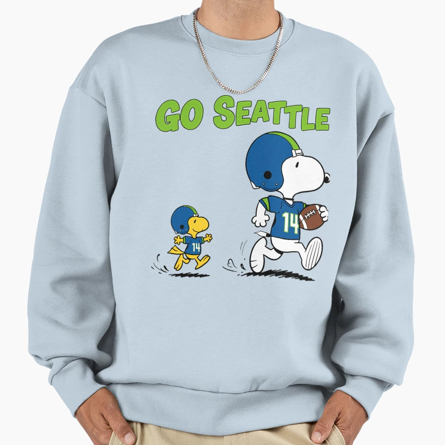 Seattle Seahawks Snoopy And Sweatshirt - Streetwear Style Men Women - T-Shirt, Sweatshirt, Hoodie