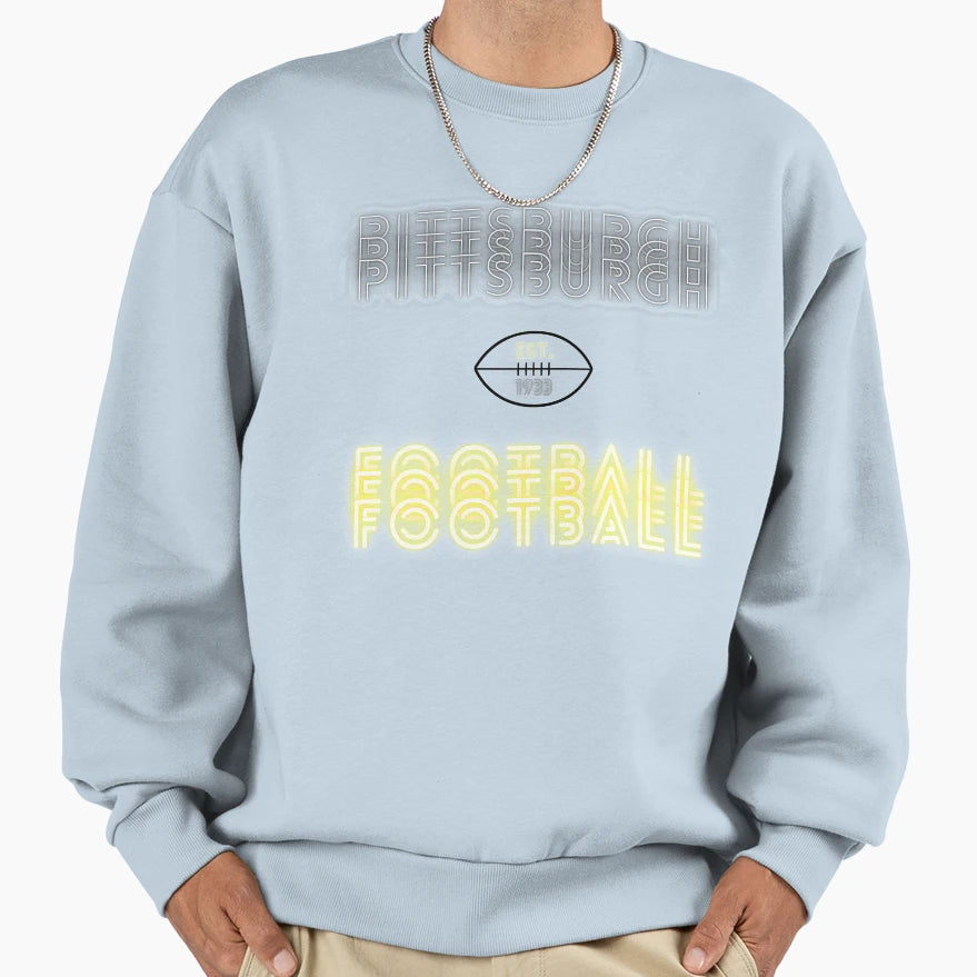 Pittsburgh Football Throwback 80S Sweatshirt - Novelty Apparel for Adults - T-Shirt, Sweatshirt, Hoodie