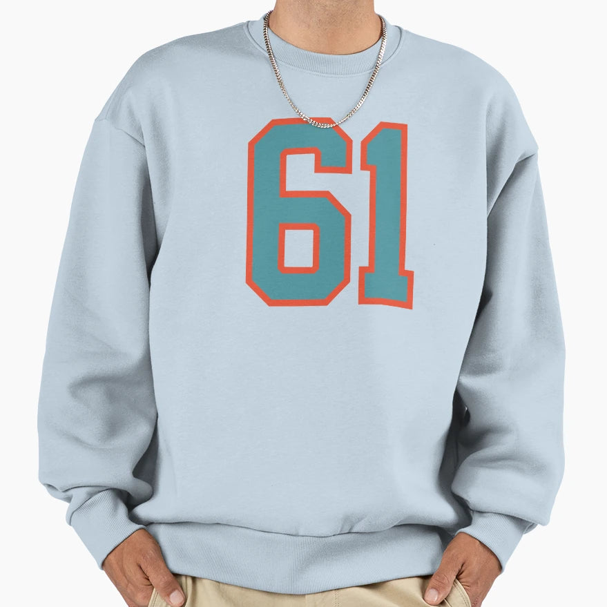 61 Number Aqua Orange Lucky Sports Sweatshirt - Trendy Graphic Unisex - T-Shirt, Sweatshirt, Hoodie