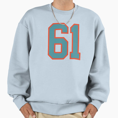 61 Number Aqua Orange Lucky Sports Sweatshirt - Trendy Graphic Unisex - T-Shirt, Sweatshirt, Hoodie