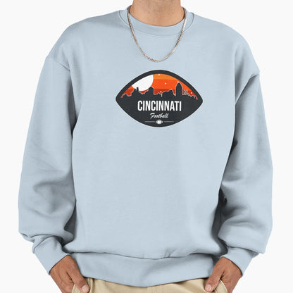 Cincinnati Football Skyline Badge Sweatshirt - Aesthetic Graphic Men Women - T-Shirt, Sweatshirt, Hoodie