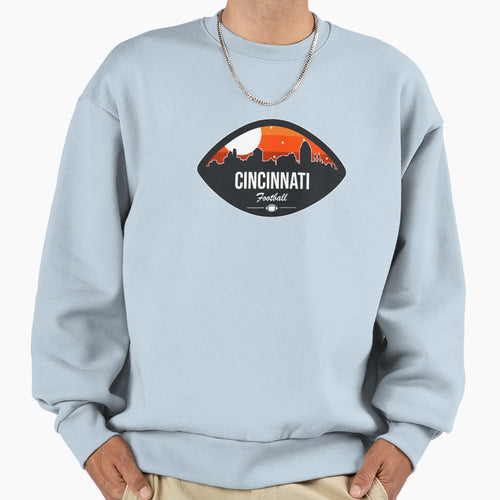 Cincinnati Football Skyline Badge Sweatshirt - Aesthetic Graphic Men Women - T-Shirt, Sweatshirt, Hoodie