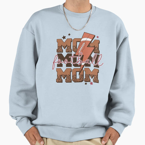 Leopard Football Mom Lightning Bolt Sweatshirt - Novelty Apparel Men Women - T-Shirt, Sweatshirt, Hoodie
