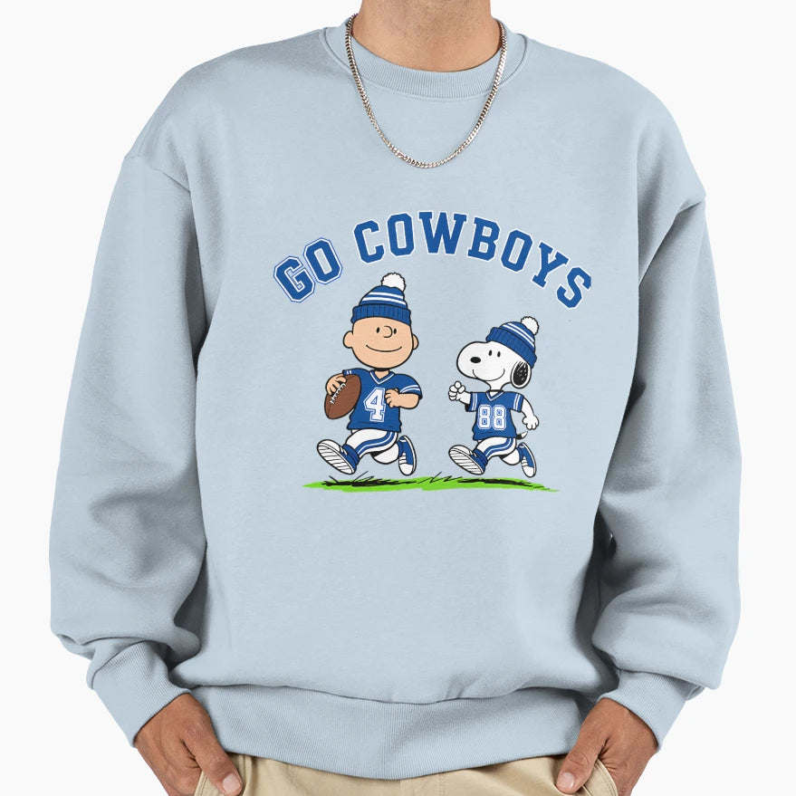 Go Cowboys Snoopy And Charlie Sweatshirt - Casual Everyday Wear for Adults - T-Shirt, Sweatshirt, Hoodie