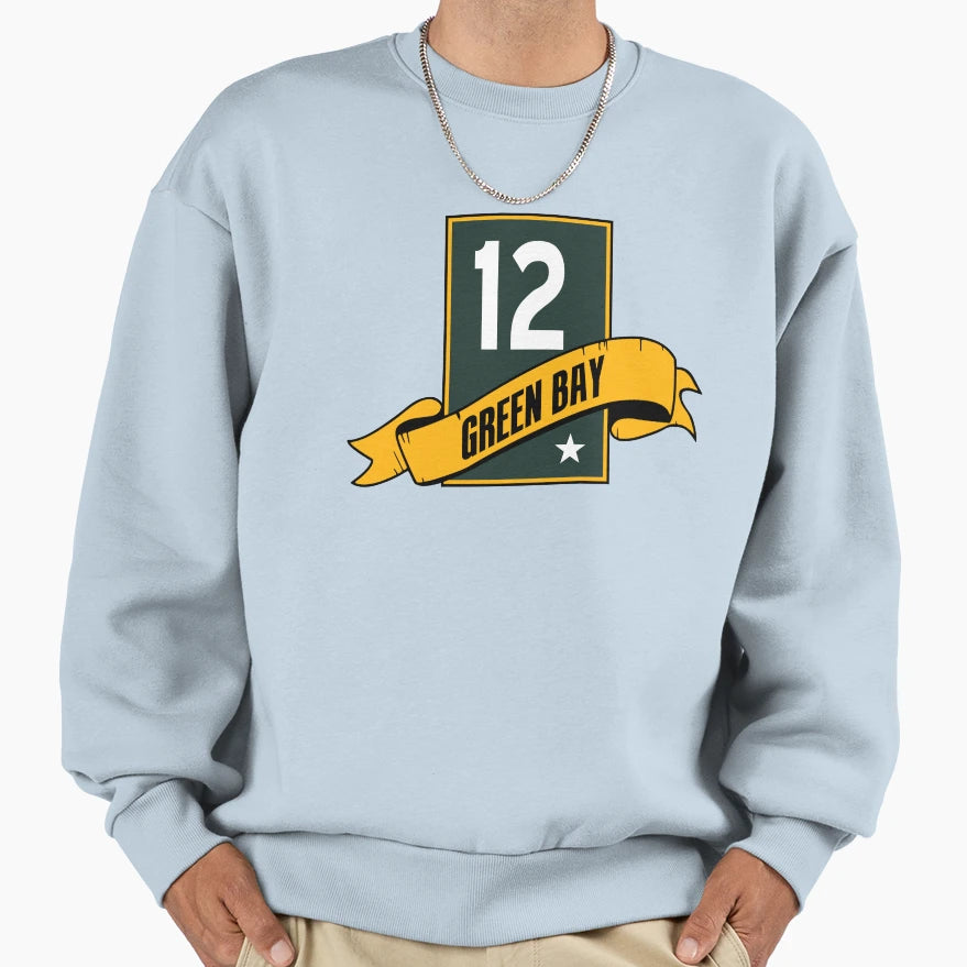 Green Bay 12 Banner Emblem Sweatshirt - Graphic Print Unisex - T-Shirt, Sweatshirt, Hoodie