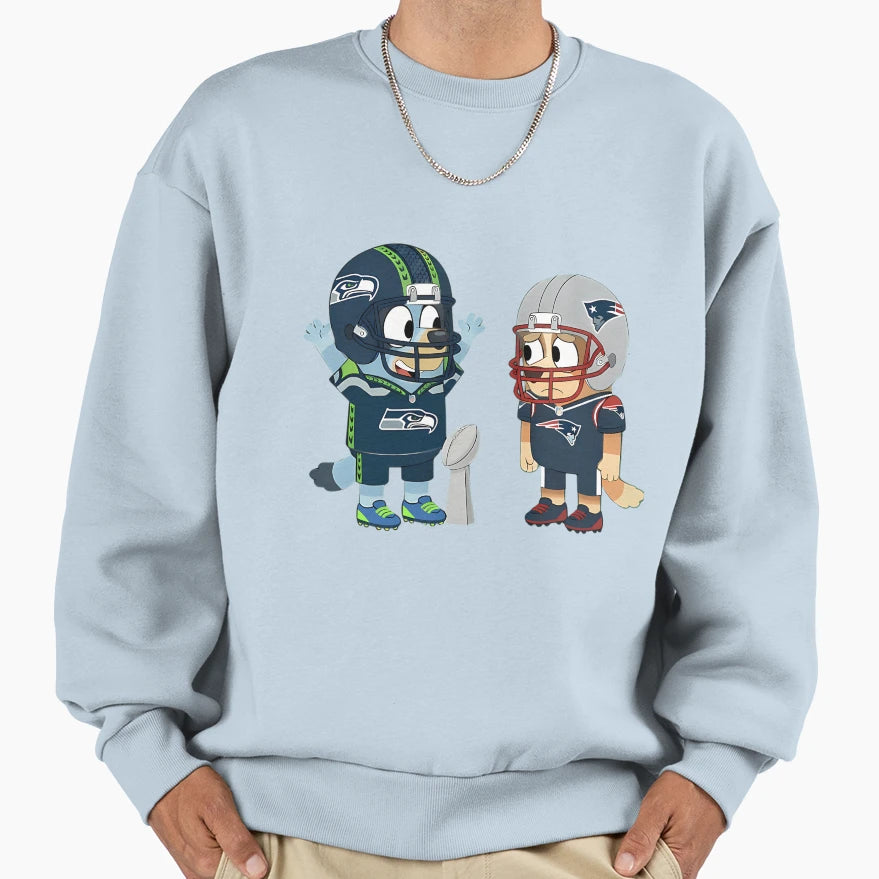 Chilli Bluey Seattle Seahawks And Sweatshirt - Custom Art Print Unisex - T-Shirt, Sweatshirt, Hoodie