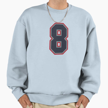 8 Navy Grey Red Sports Number Eight Sweatshirt - Graphic Print for Adults - T-Shirt, Sweatshirt, Hoodie