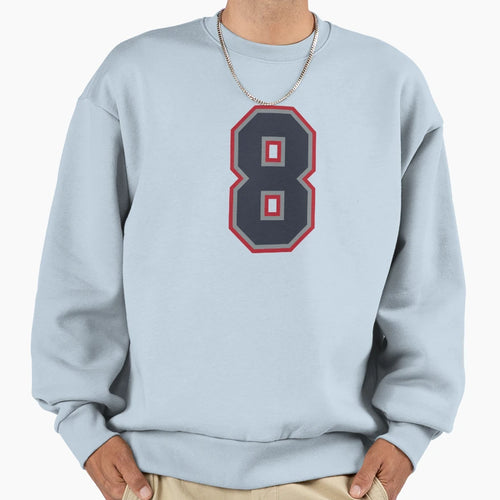 8 Navy Grey Red Sports Number Eight Sweatshirt - Graphic Print for Adults - T-Shirt, Sweatshirt, Hoodie