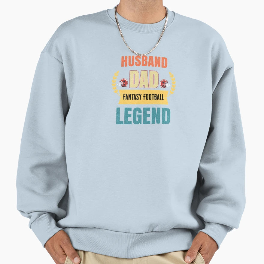 Husband Dad Fantasy Football Legend Ffl Sweatshirt - Graphic Print Unisex - T-Shirt, Sweatshirt, Hoodie