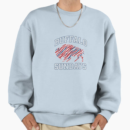 Buffalo Zebra Stripe Sunday Sweatshirt - Fun Novelty Design Men Women - T-Shirt, Sweatshirt, Hoodie