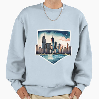 Chicago Watercolor Sweatshirt - Casual Everyday Wear for Adults - T-Shirt, Sweatshirt, Hoodie