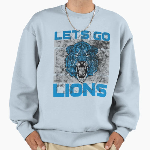 Lets Go Lions Washed And Worn Sweatshirt - Trendy Graphic Unisex - T-Shirt, Sweatshirt, Hoodie