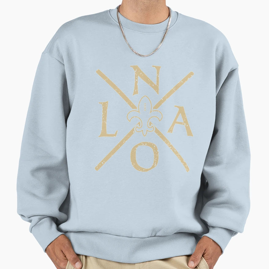 New Orleans Football Louisiana Nola Sweatshirt - Graphic Print Men Women - T-Shirt, Sweatshirt, Hoodie