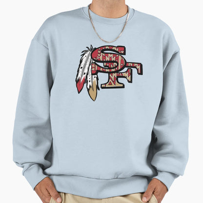 Native American 49Ers Logo Sweatshirt - Minimalist Print Men Women - T-Shirt, Sweatshirt, Hoodie