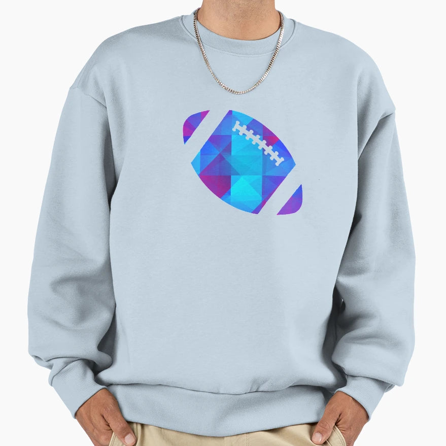 Geometric Football Shape Low Sweatshirt - Casual Everyday Wear Men Women - T-Shirt, Sweatshirt, Hoodie