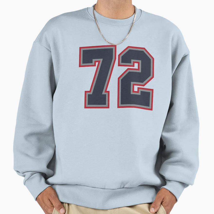 72 Navy Grey Red Sports Number Seventy Sweatshirt - Graphic Print Unisex - T-Shirt, Sweatshirt, Hoodie