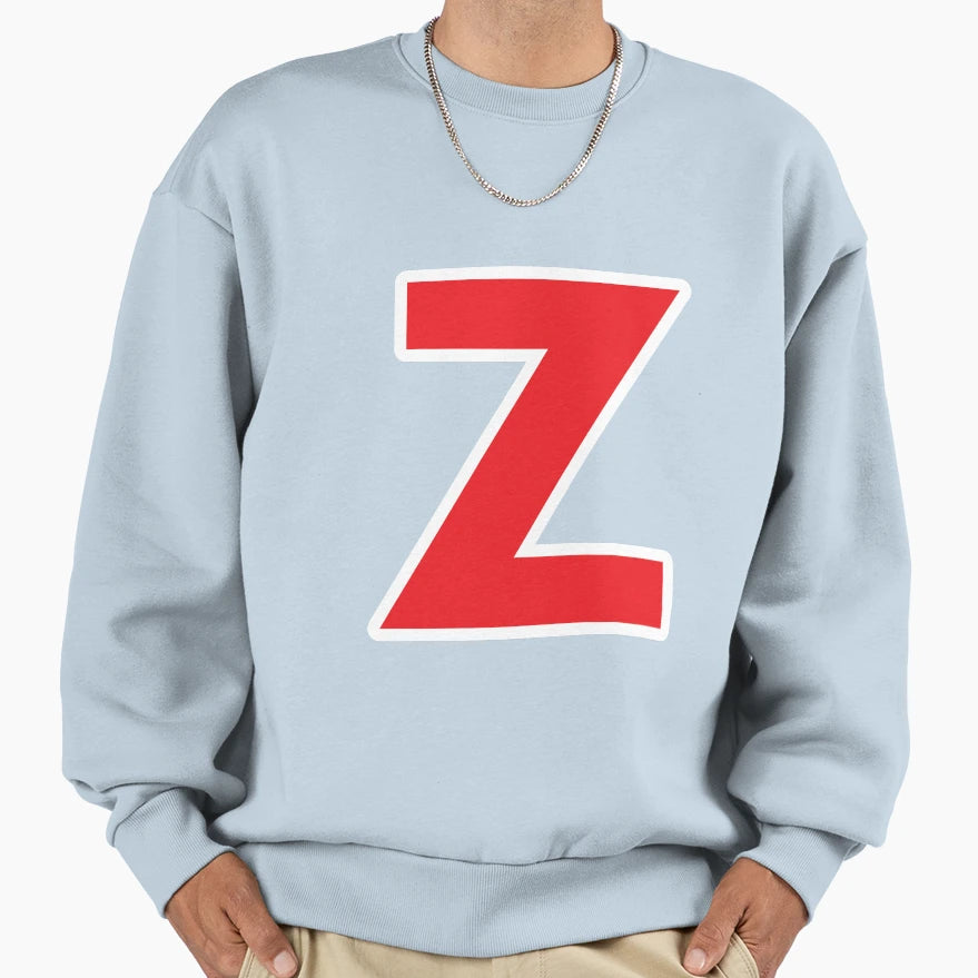 Z Initial Letter Z Red And White Sweatshirt - Novelty Apparel for Adults - T-Shirt, Sweatshirt, Hoodie