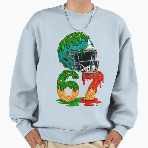 American Football Helmet Melting Sweatshirt - Minimalist Print for Adults - T-Shirt, Sweatshirt, Hoodie