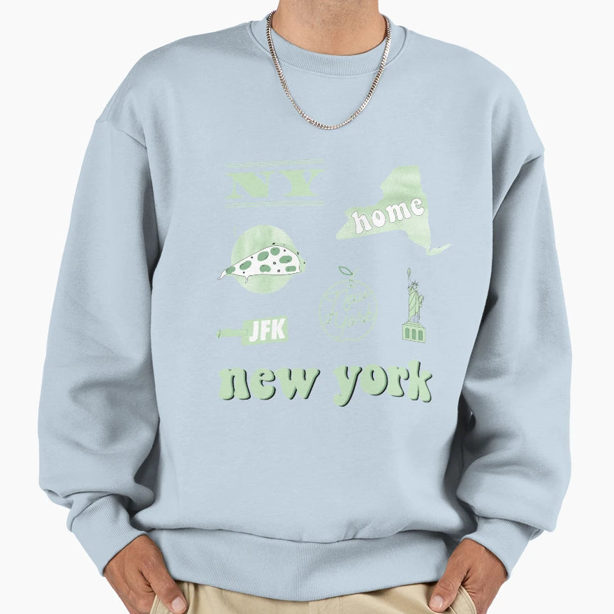 Light Green Watercolor New York Us Sweatshirt - Minimalist Print Unisex - T-Shirt, Sweatshirt, Hoodie