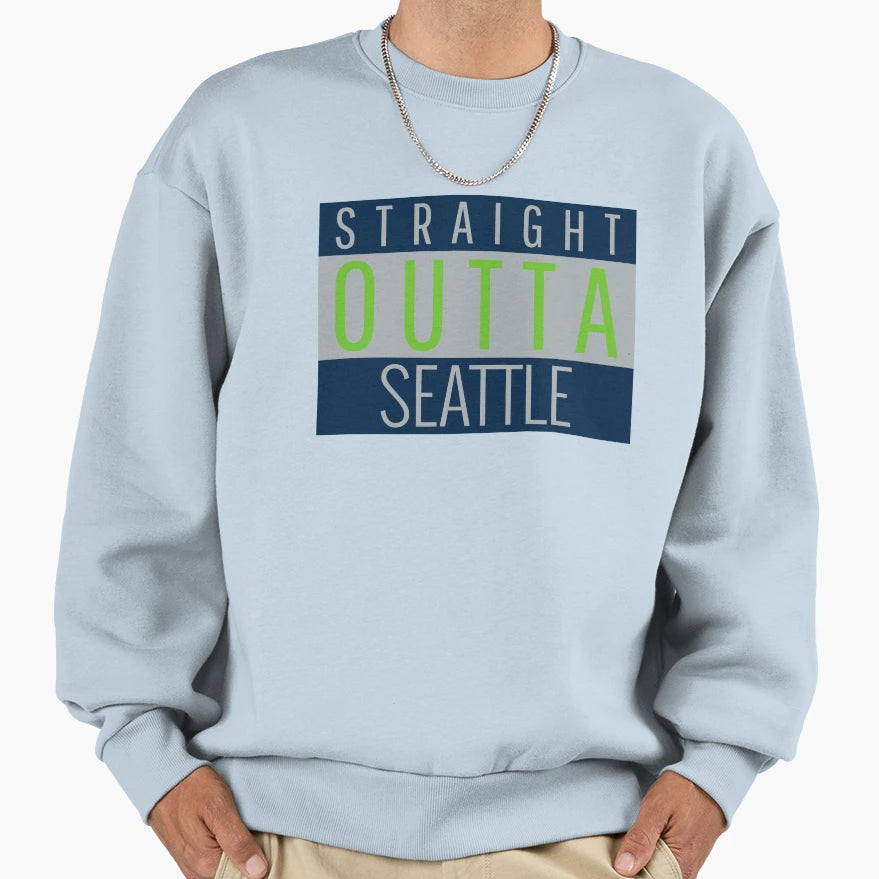 Straight Outta Seattle Football Sweatshirt - Fun Novelty Design for Adults - T-Shirt, Sweatshirt, Hoodie