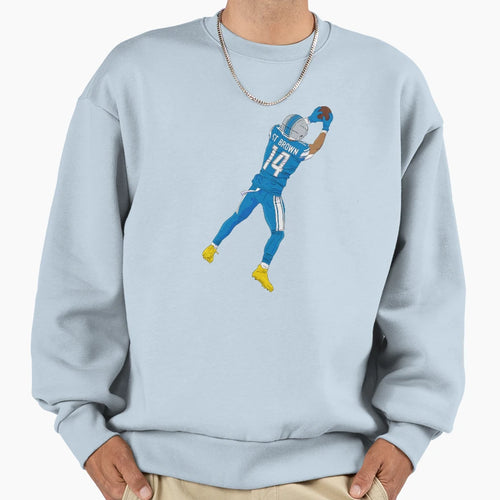 Amon Ra St Brown Leaping Catch Sweatshirt - Custom Art Print Men Women - T-Shirt, Sweatshirt, Hoodie