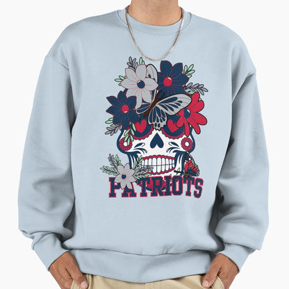 New England Patriots Scull Sweatshirt - Trendy Graphic for Adults - T-Shirt, Sweatshirt, Hoodie