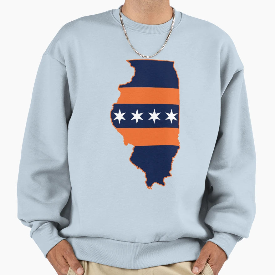 Illinois Chicago Flag Bears Sweatshirt - Fun Novelty Design for Adults - T-Shirt, Sweatshirt, Hoodie