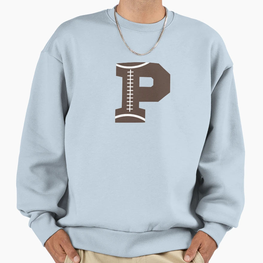 Personalized Football Initial P Sweatshirt - Fun Novelty Design for Adults - T-Shirt, Sweatshirt, Hoodie