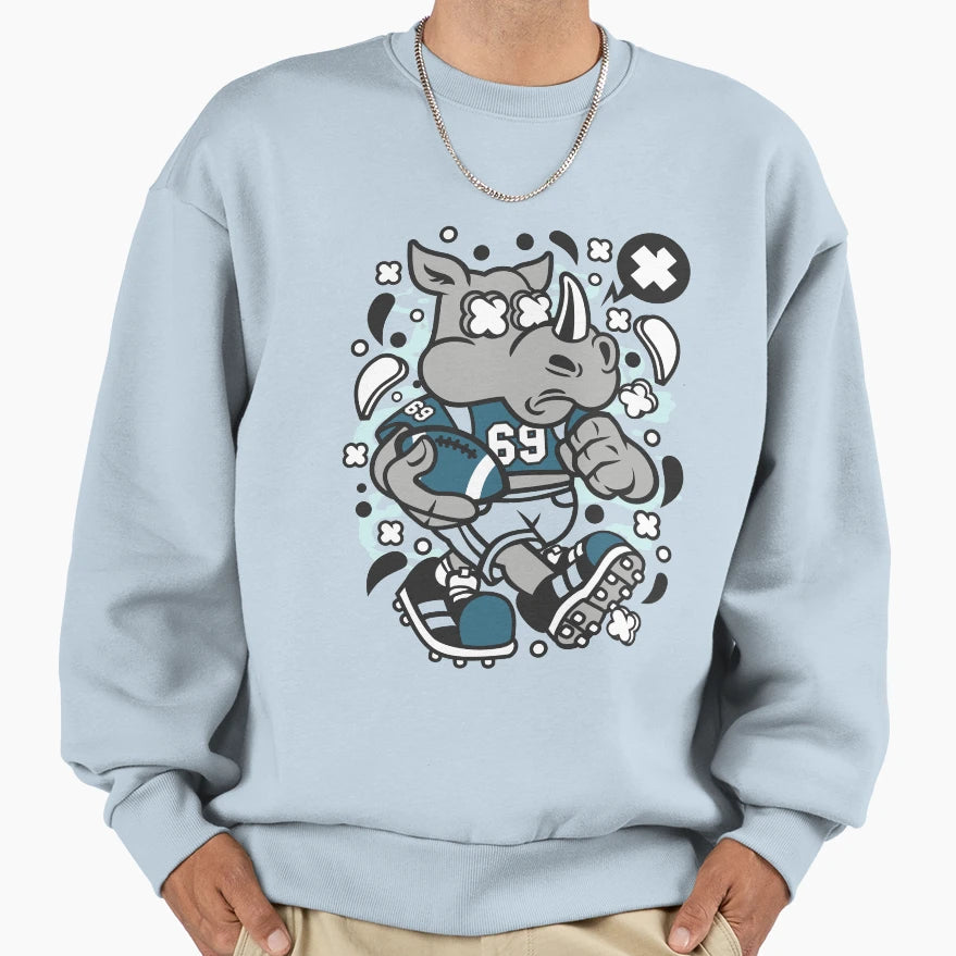 Rhino Football Sweatshirt - Minimalist Print Men Women - T-Shirt, Sweatshirt, Hoodie