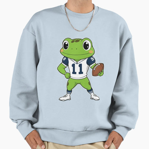 Frog Playing Football Sweatshirt - Graphic Print for Adults - T-Shirt, Sweatshirt, Hoodie