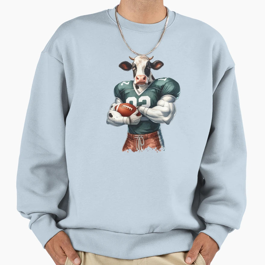 Cow Amarican Football Sweatshirt - Aesthetic Graphic Unisex - T-Shirt, Sweatshirt, Hoodie