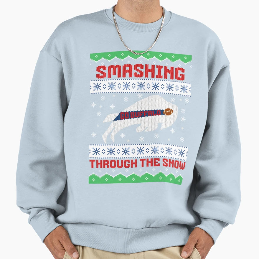 Smashing Through Snow Buffalo Sweatshirt - Streetwear Style Men Women - T-Shirt, Sweatshirt, Hoodie