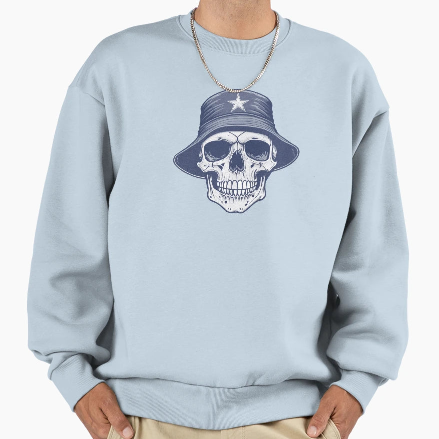 Bucket Hat Skull Sweatshirt - Streetwear Style Unisex - T-Shirt, Sweatshirt, Hoodie