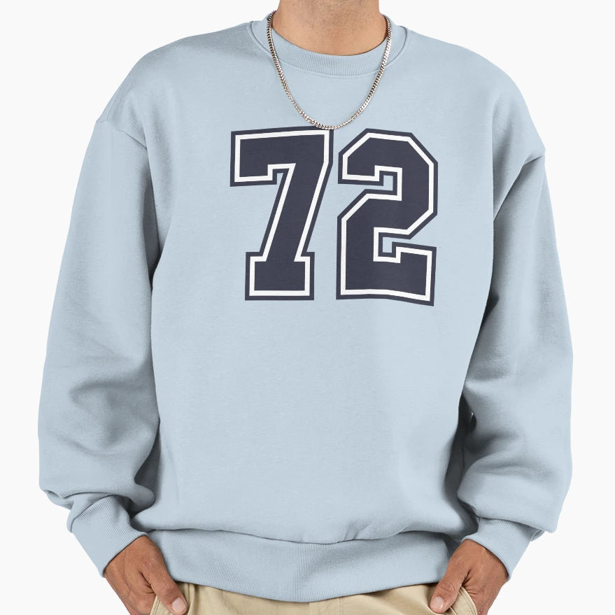 72 Sports Number Seventy Two Sweatshirt - Aesthetic Graphic for Adults - T-Shirt, Sweatshirt, Hoodie