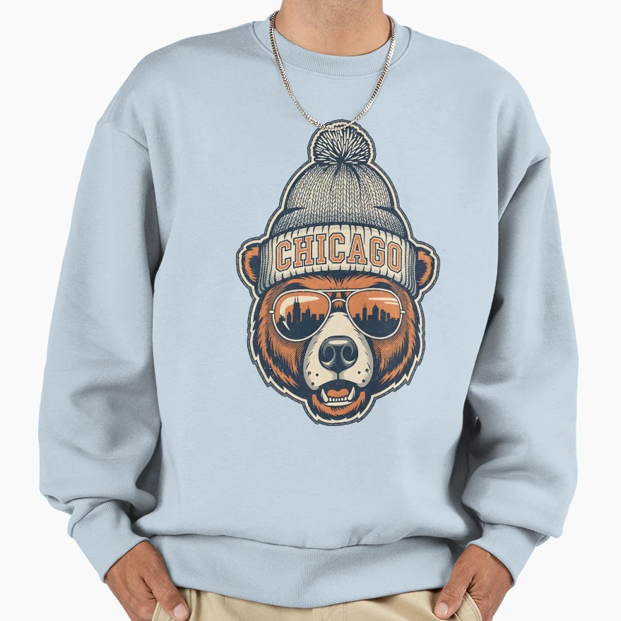 Chicago Football Bear Skyline Sweatshirt - Streetwear Style Men Women - T-Shirt, Sweatshirt, Hoodie
