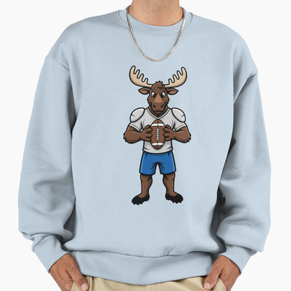 Moose Football Player Mascot Sweatshirt - Casual Everyday Wear Unisex - T-Shirt, Sweatshirt, Hoodie