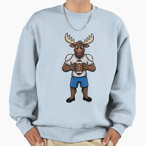 Moose Football Player Mascot Sweatshirt - Casual Everyday Wear Unisex - T-Shirt, Sweatshirt, Hoodie