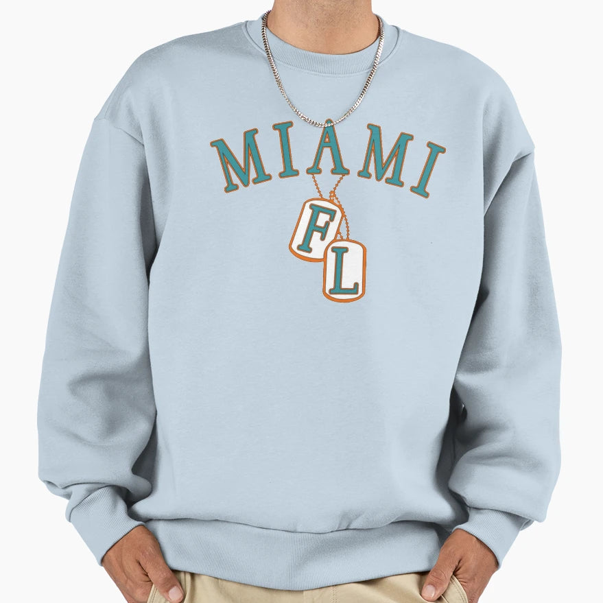 Miami Dog Tag T-Shirt - Graphic Print Unisex - T-Shirt, Sweatshirt, Hoodie