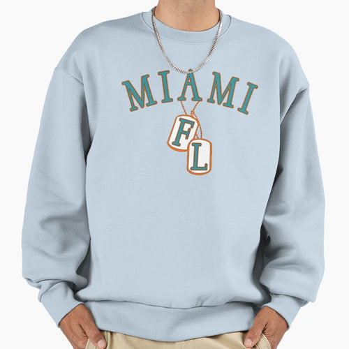Miami Dog Tag T-Shirt - Graphic Print Unisex - T-Shirt, Sweatshirt, Hoodie