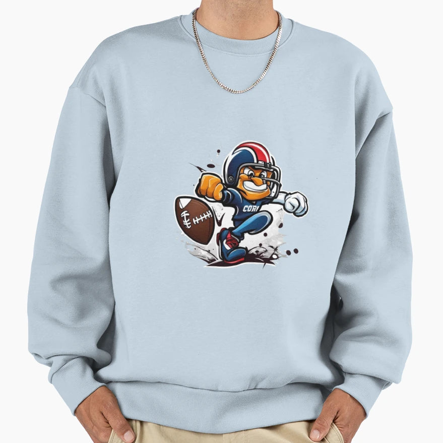 Football Cartoon Character Sweatshirt - Fun Novelty Design Men Women - T-Shirt, Sweatshirt, Hoodie