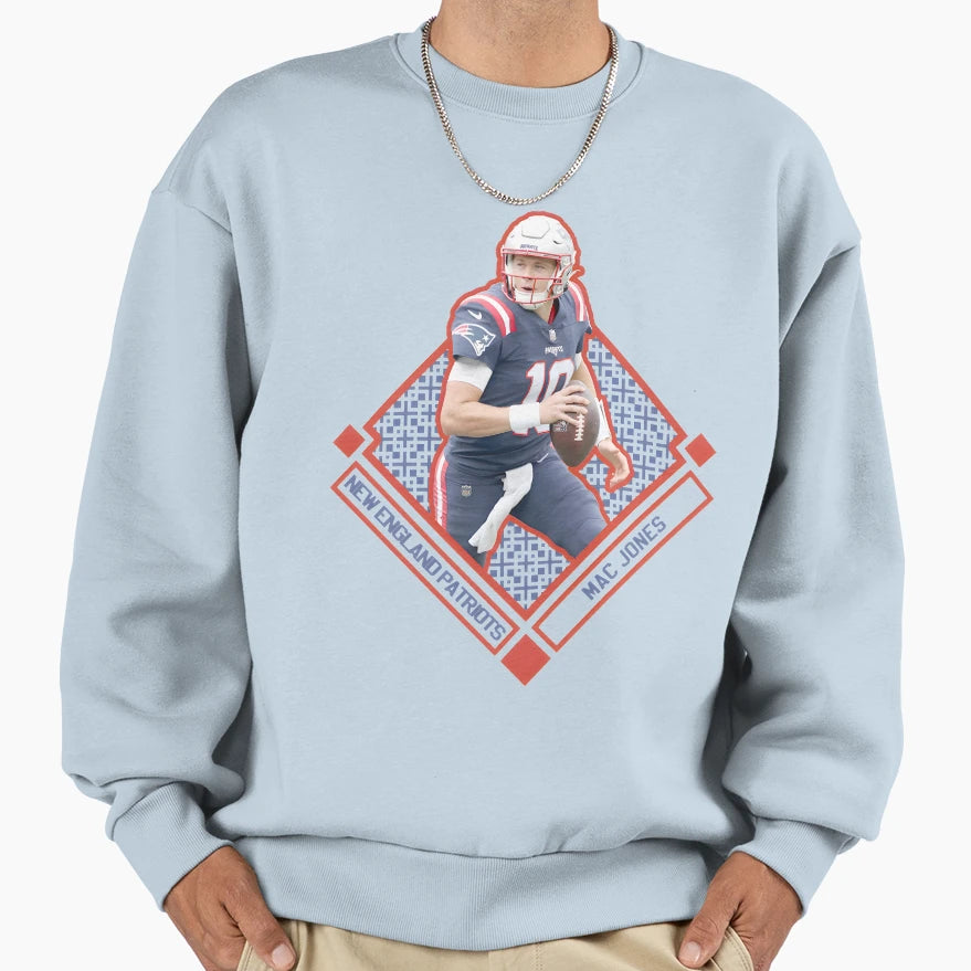 Mac Jones Patriot Power Diamond Sweatshirt - Fun Novelty Design for Adults - T-Shirt, Sweatshirt, Hoodie
