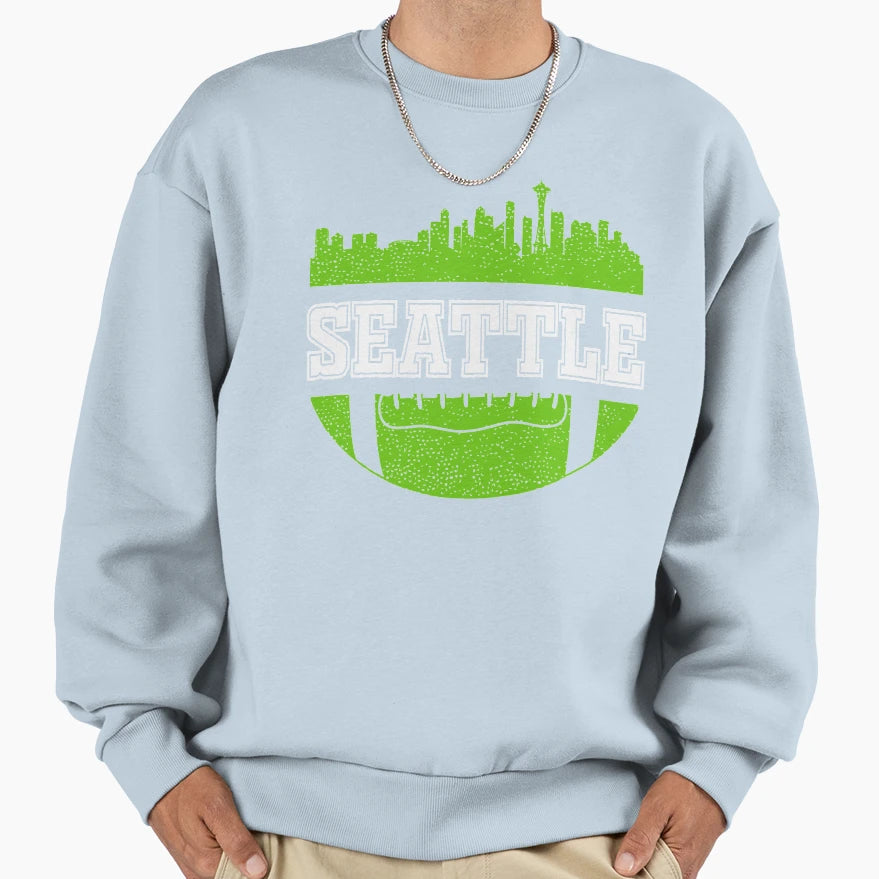 Seahawks Football Fan Seattle Skyline Sweatshirt - Aesthetic Graphic Unisex - T-Shirt, Sweatshirt, Hoodie