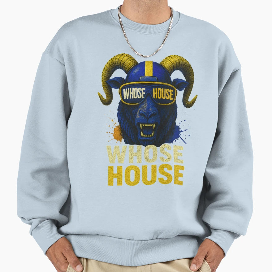 Rams Whose House Ram Game Day Sweatshirt - Unique Graphic Men Women - T-Shirt, Sweatshirt, Hoodie